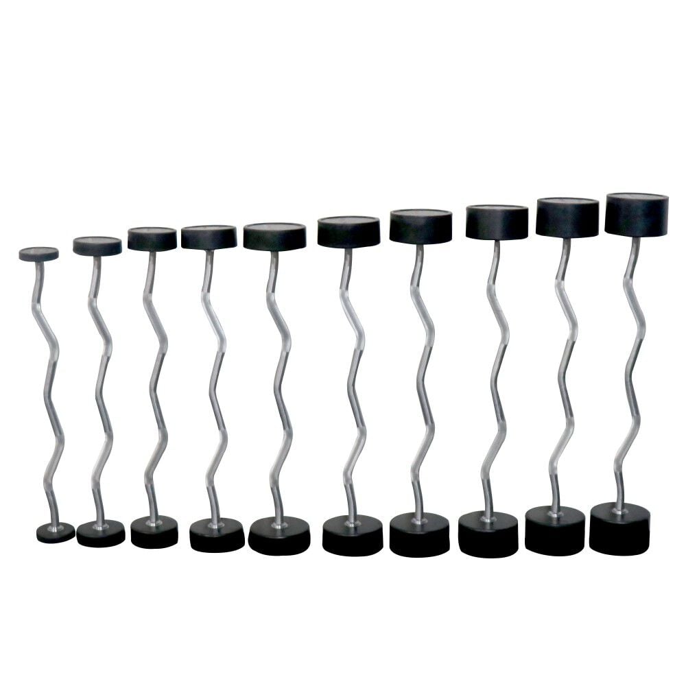 Scratch and Dent - Rubber Fixed Barbell | EZ Curl | 20 - 110 LB Set - FINAL SALE - view 1