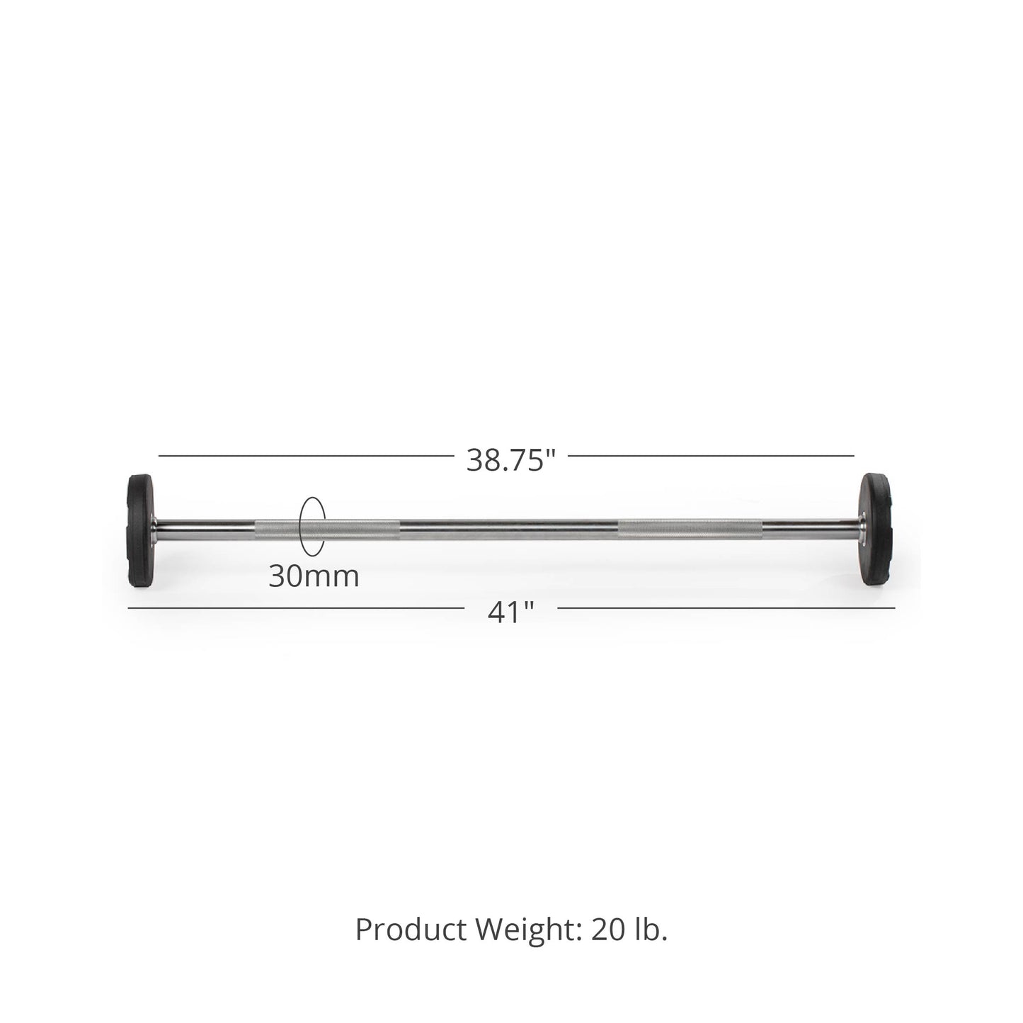 20 LB Straight Fixed Rubber Barbell - view 8