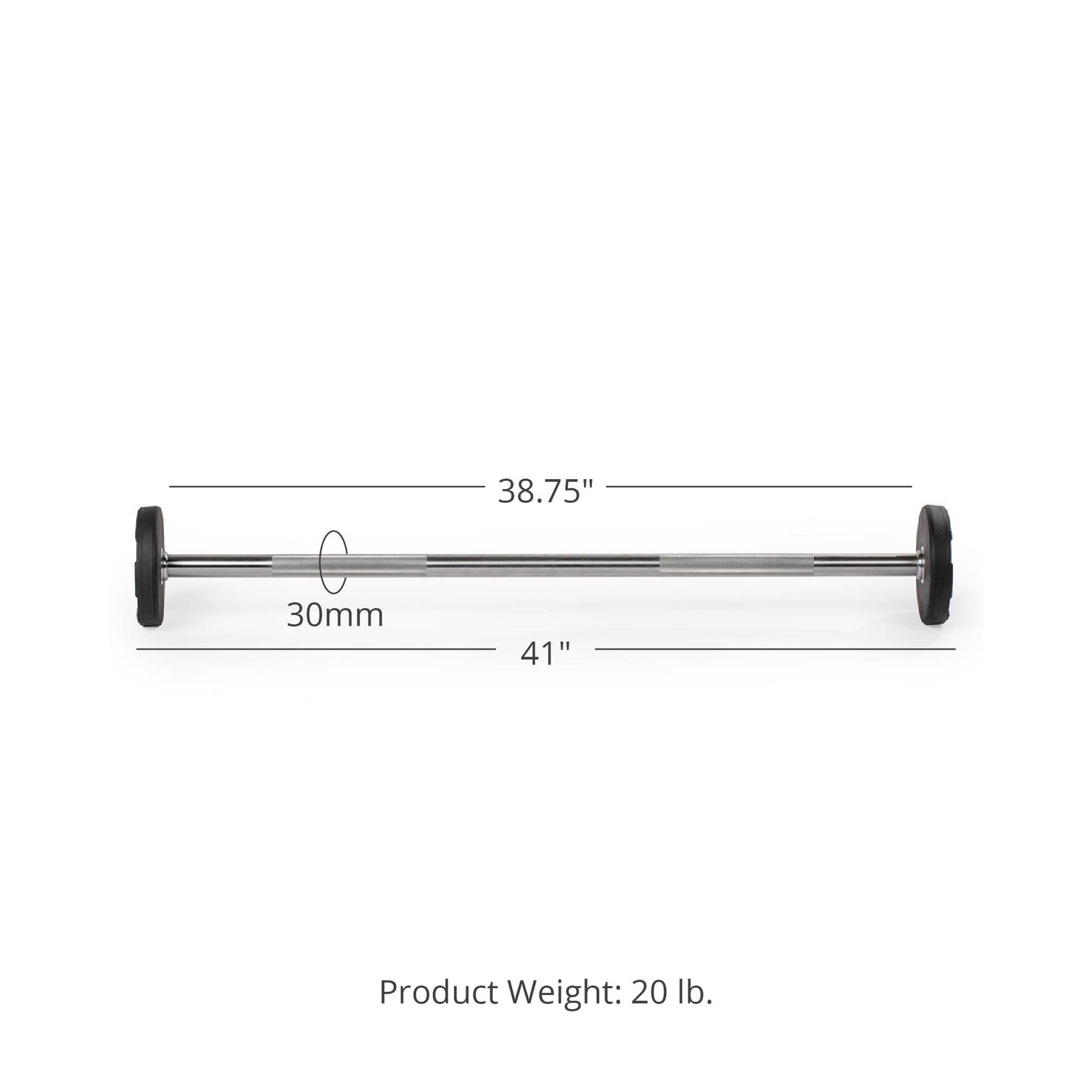 20 LB Straight Fixed Rubber Barbell