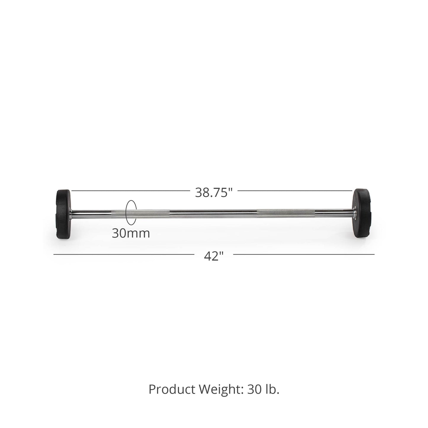 30 LB Straight Fixed Rubber Barbell - view 8