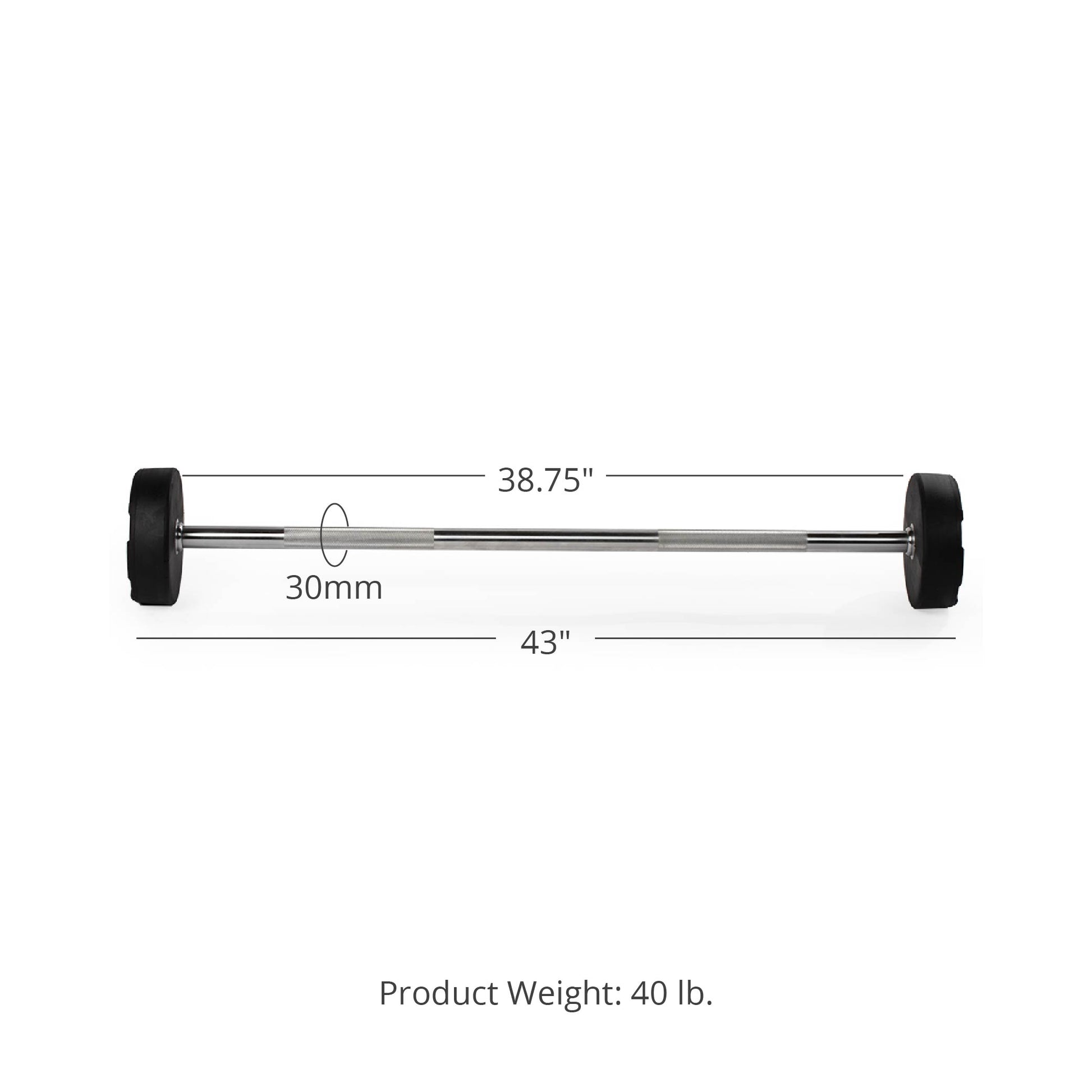 40 LB Straight Fixed Rubber Barbell