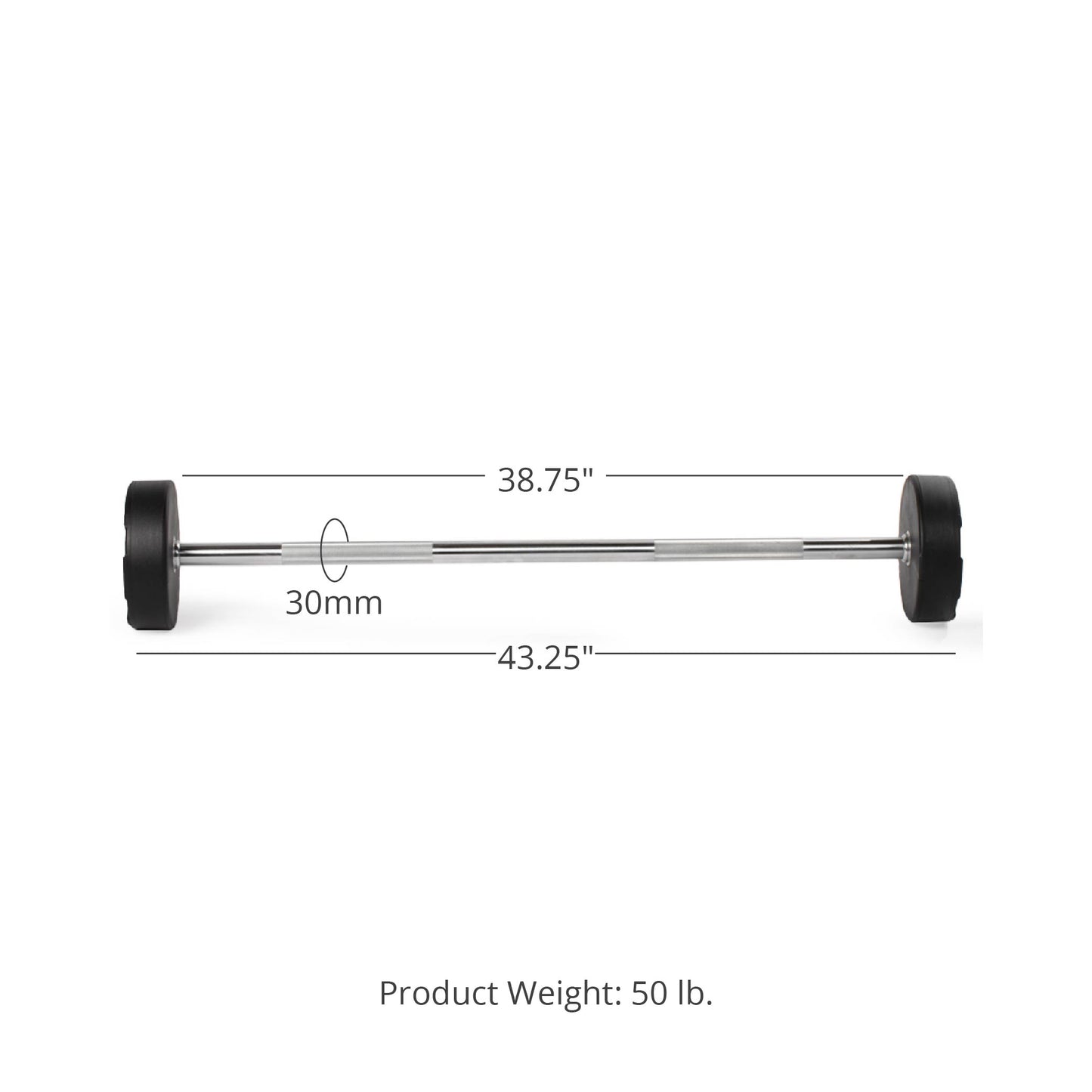 50 LB Straight Fixed Rubber Barbell - view 8