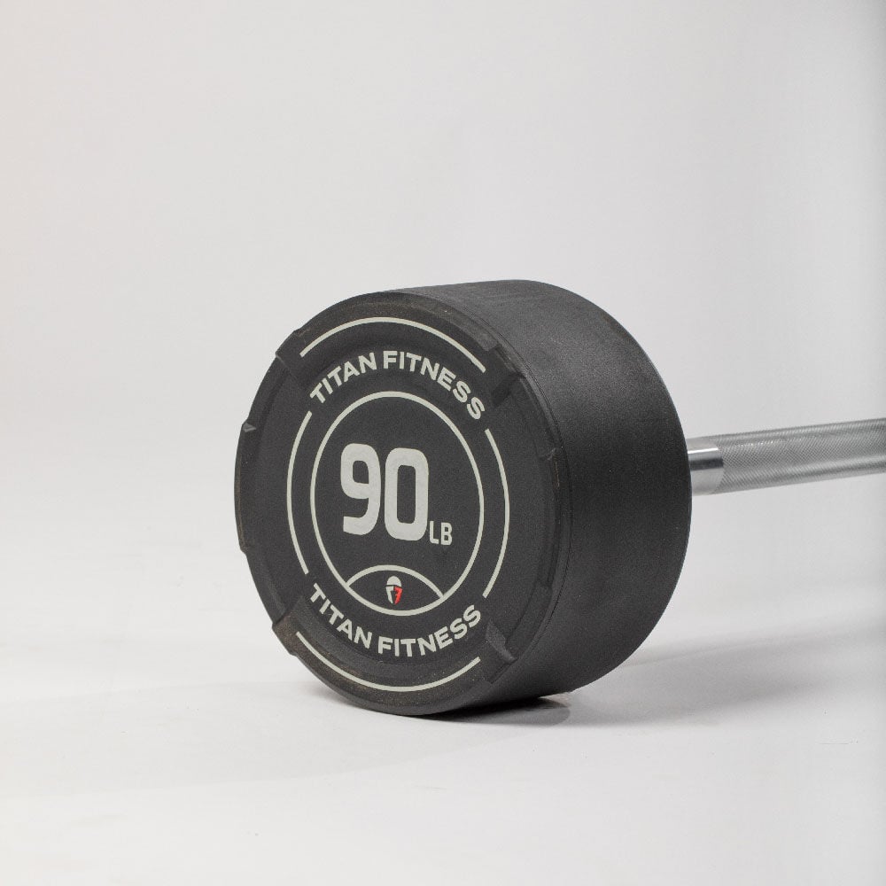 90 LB Straight Fixed Rubber Barbell - view 7