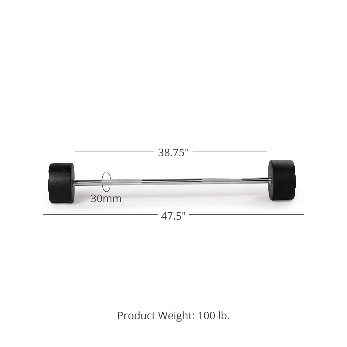 100 LB Straight Fixed Rubber Barbell - view 8