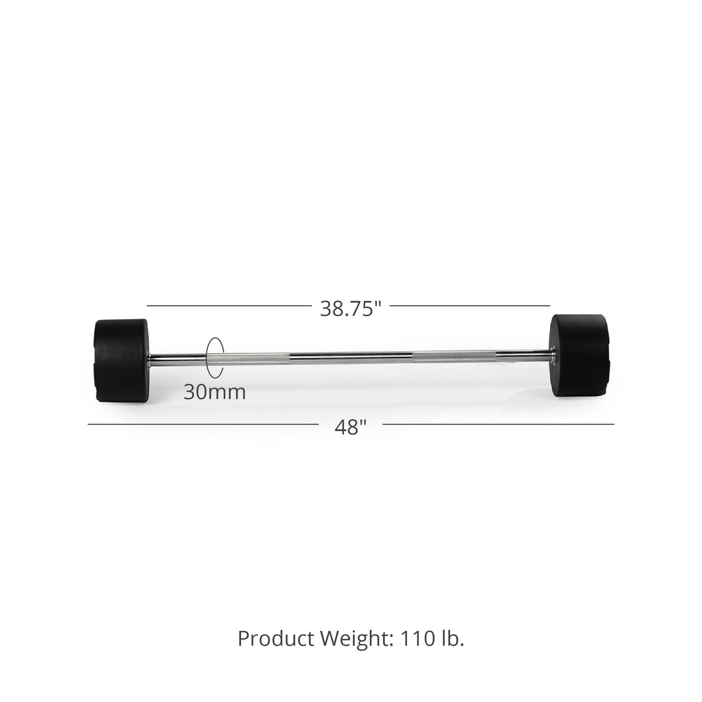 110 LB Straight Fixed Rubber Barbell - view 8