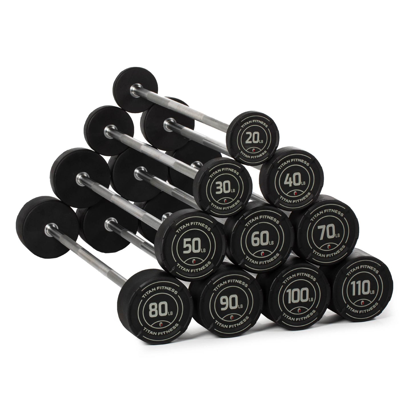 20 LB – 110 LB Straight Fixed Rubber Barbells V2 - view 1