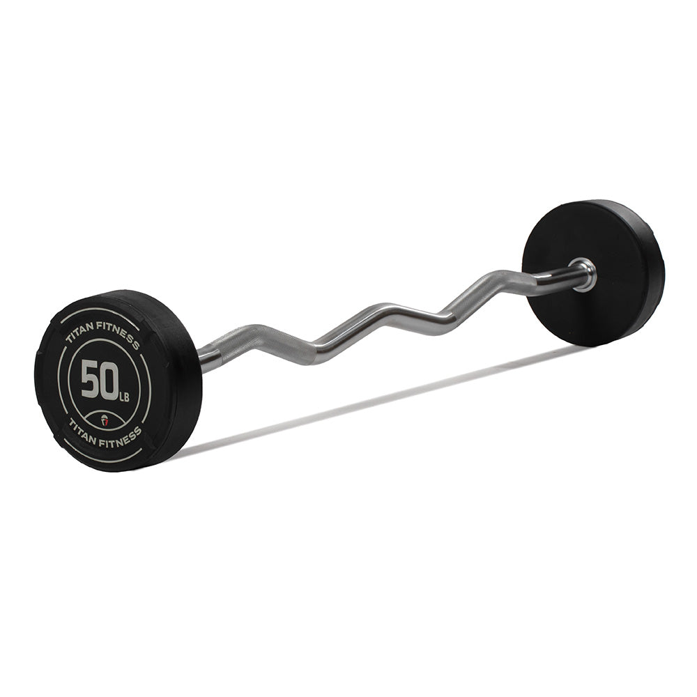 Scratch and Dent, 50 LB EZ Curl Fixed Urethane Barbell - view 1