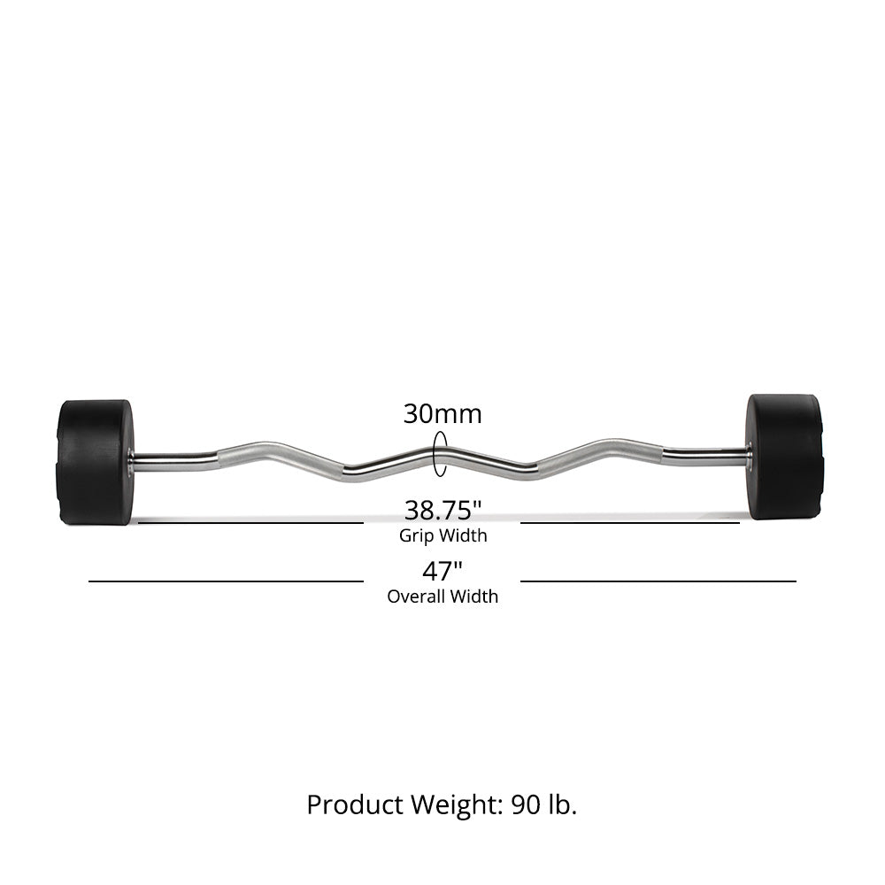 90 LB EZ Curl Fixed Urethane Barbell