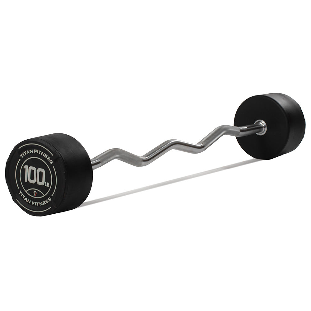 100 LB EZ Curl Fixed Urethane Barbell - view 1