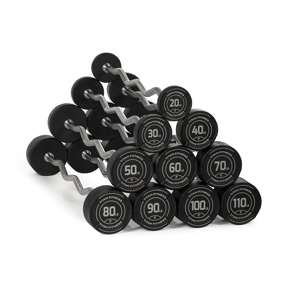 20 LB - 110 LB EZ Curl Fixed Urethane Barbells - view 1