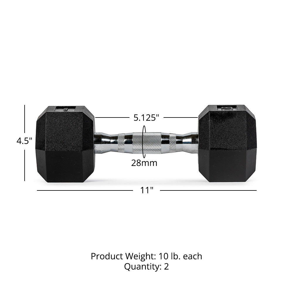 10 LB Rubber Hex Dumbbells - view 7