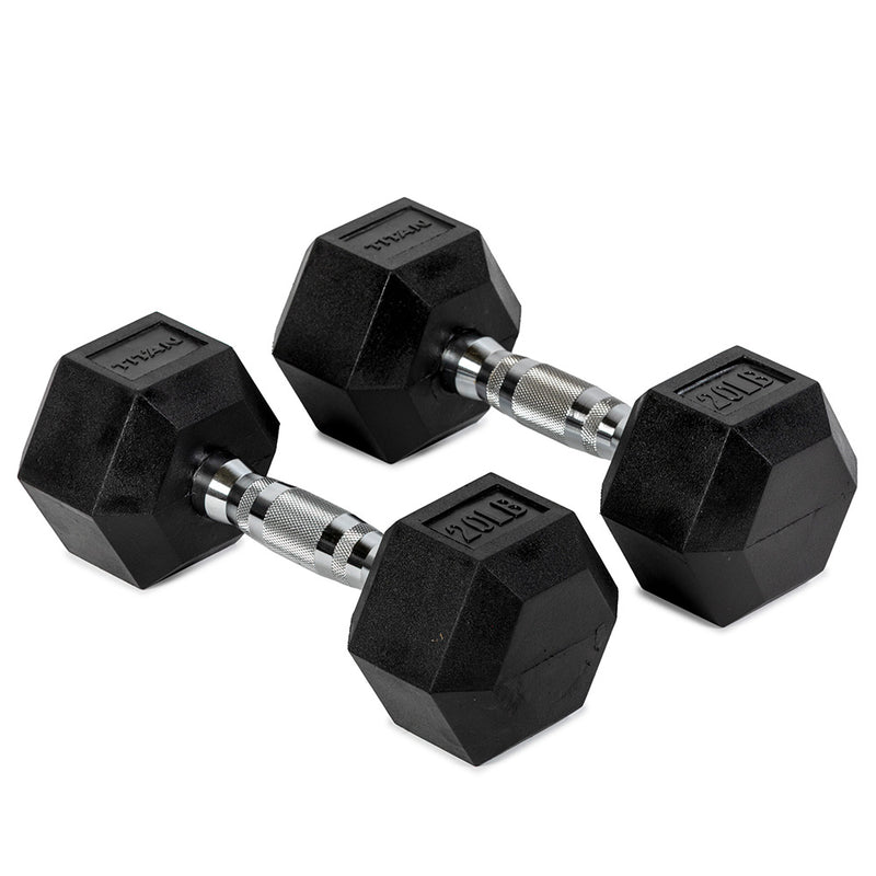 20 LB Rubber Hex Dumbbells