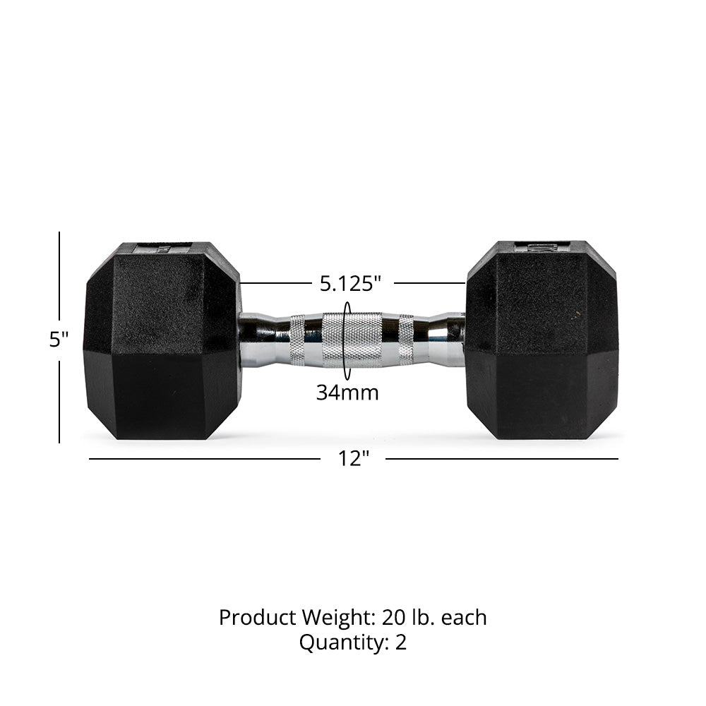 20 LB Rubber Hex Dumbbells - view 7