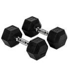 25 LB Rubber Hex Dumbbells