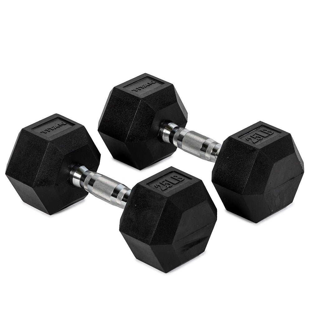 25 LB Rubber Hex Dumbbells - view 1