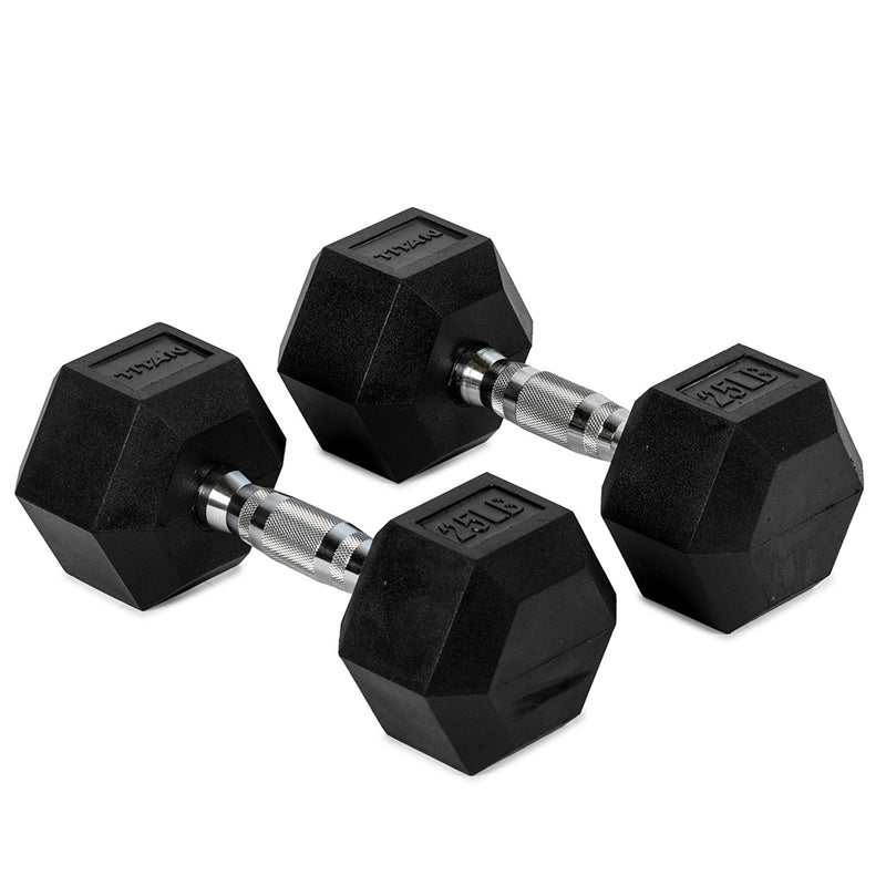 25 LB Rubber Hex Dumbbells