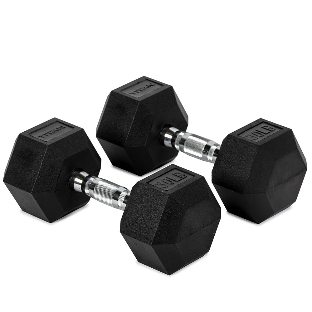 30 LB Rubber Hex Dumbbells - view 1
