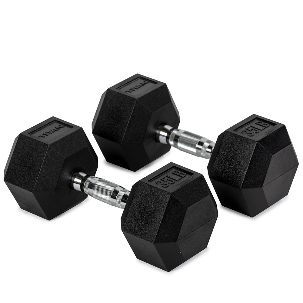 35 LB Rubber Hex Dumbbells - view 1