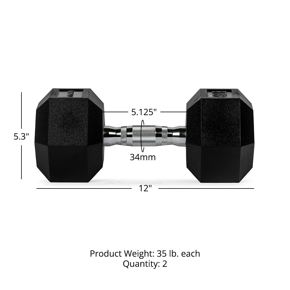 35 LB Rubber Hex Dumbbells - view 7