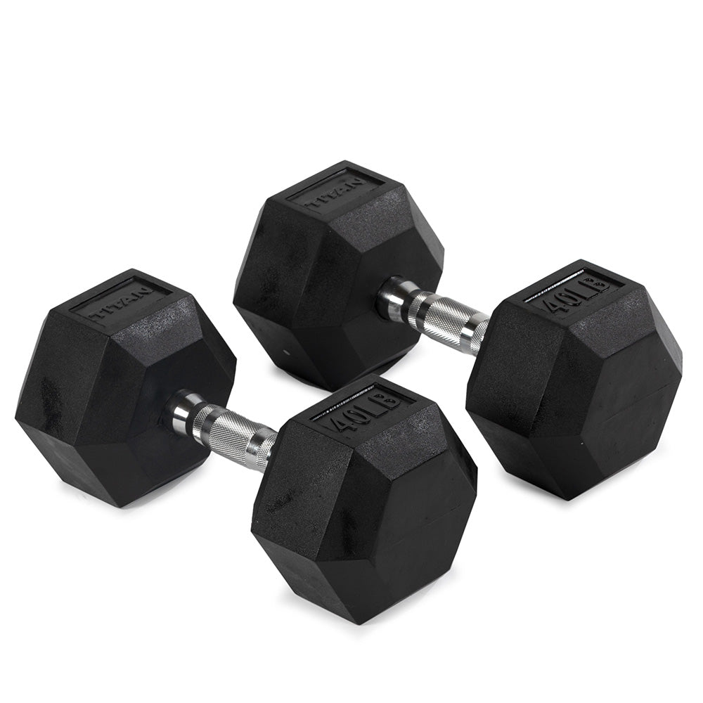40 LB Rubber Hex Dumbbells - view 1