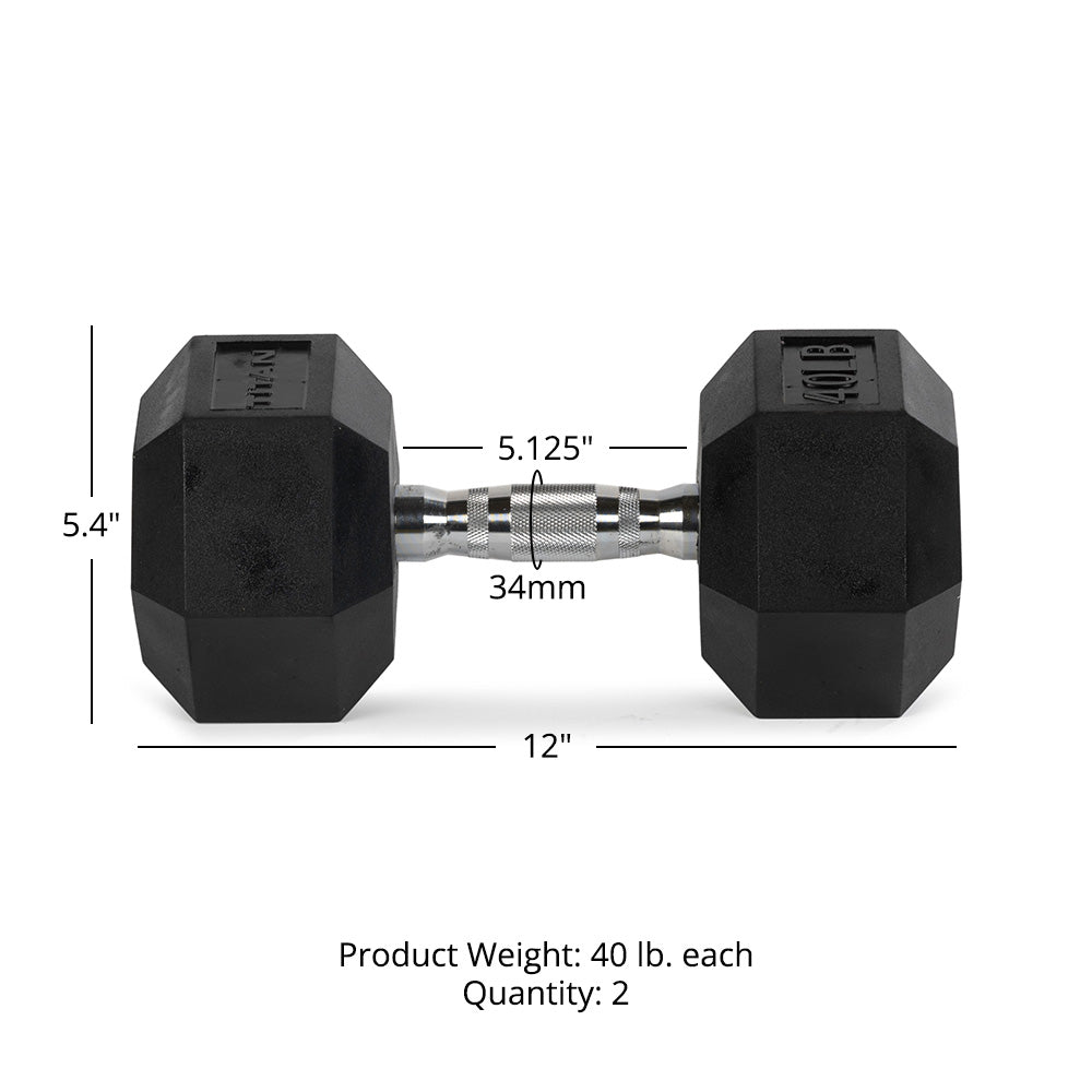 40 LB Rubber Hex Dumbbells - view 7