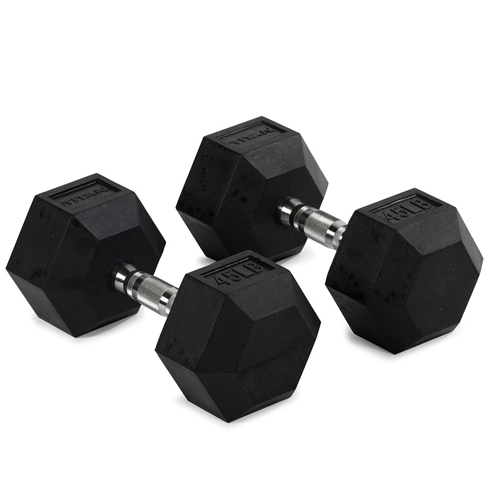 45 LB Rubber Hex Dumbbells - view 1