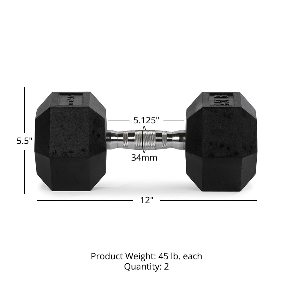 45 LB Rubber Hex Dumbbells - view 7