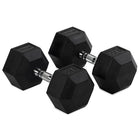 55 LB Rubber Hex Dumbbells