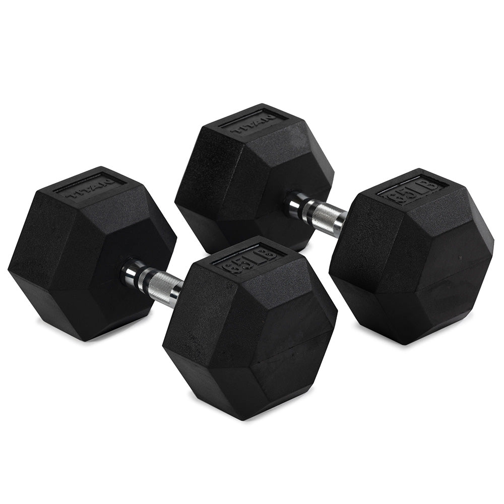 65 LB Rubber Hex Dumbbells - view 1