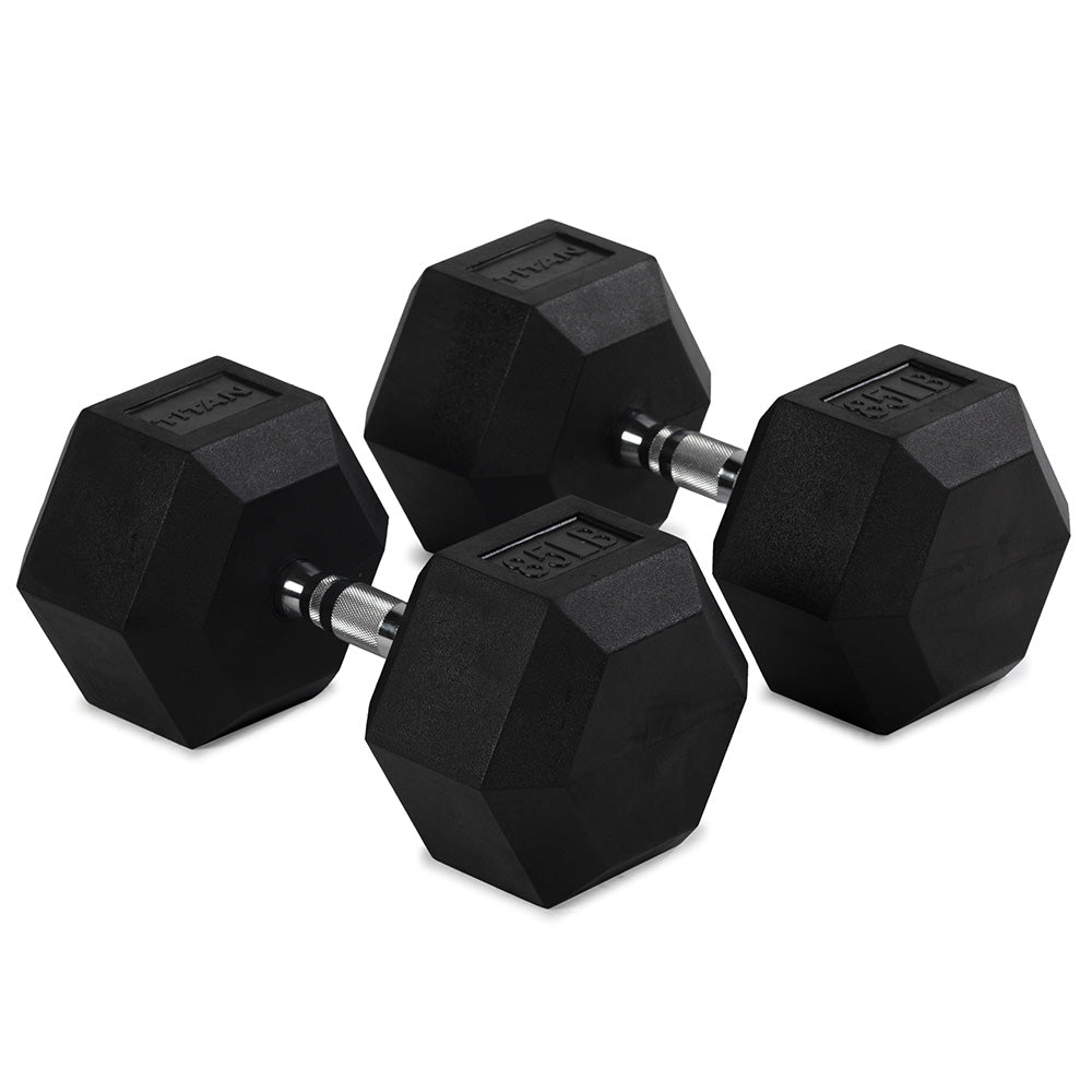 85 LB Rubber Hex Dumbbells - view 1