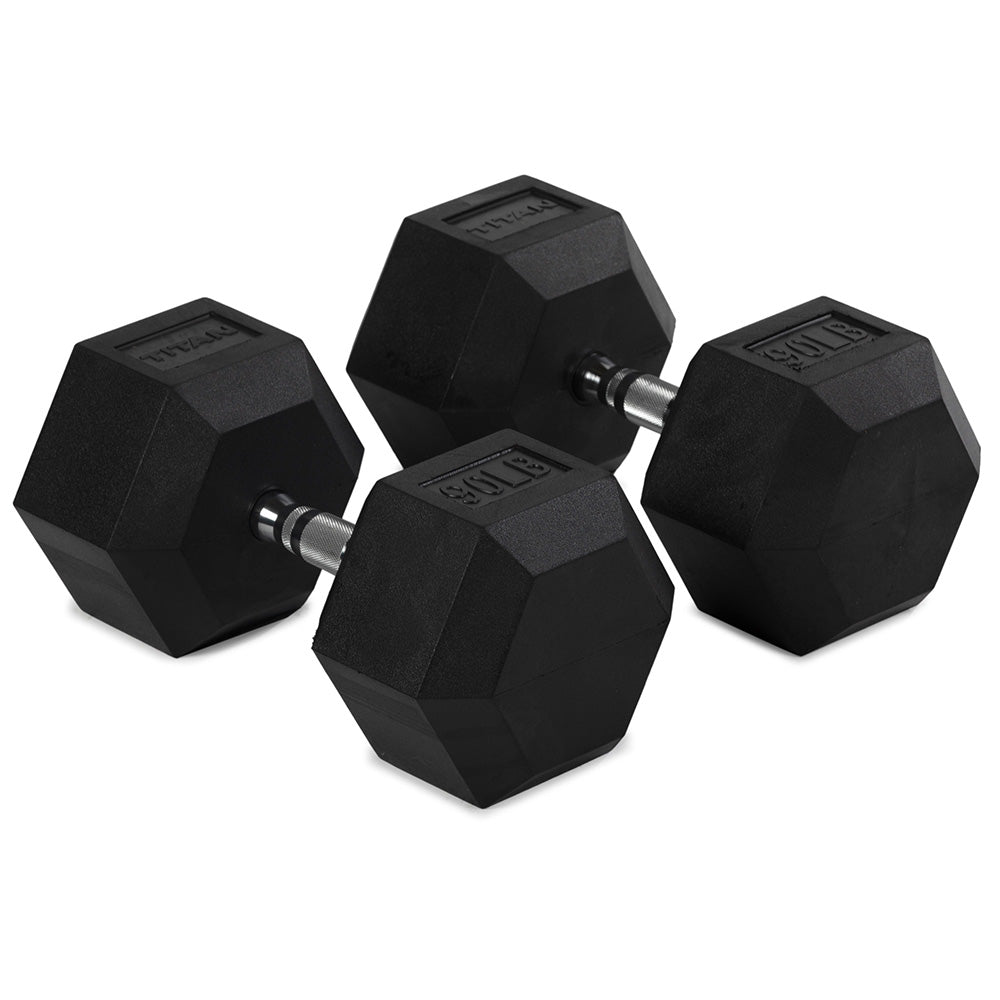 90 LB Rubber Hex Dumbbells - view 1