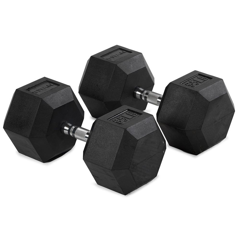 95 LB Rubber Hex Dumbbells - view 1