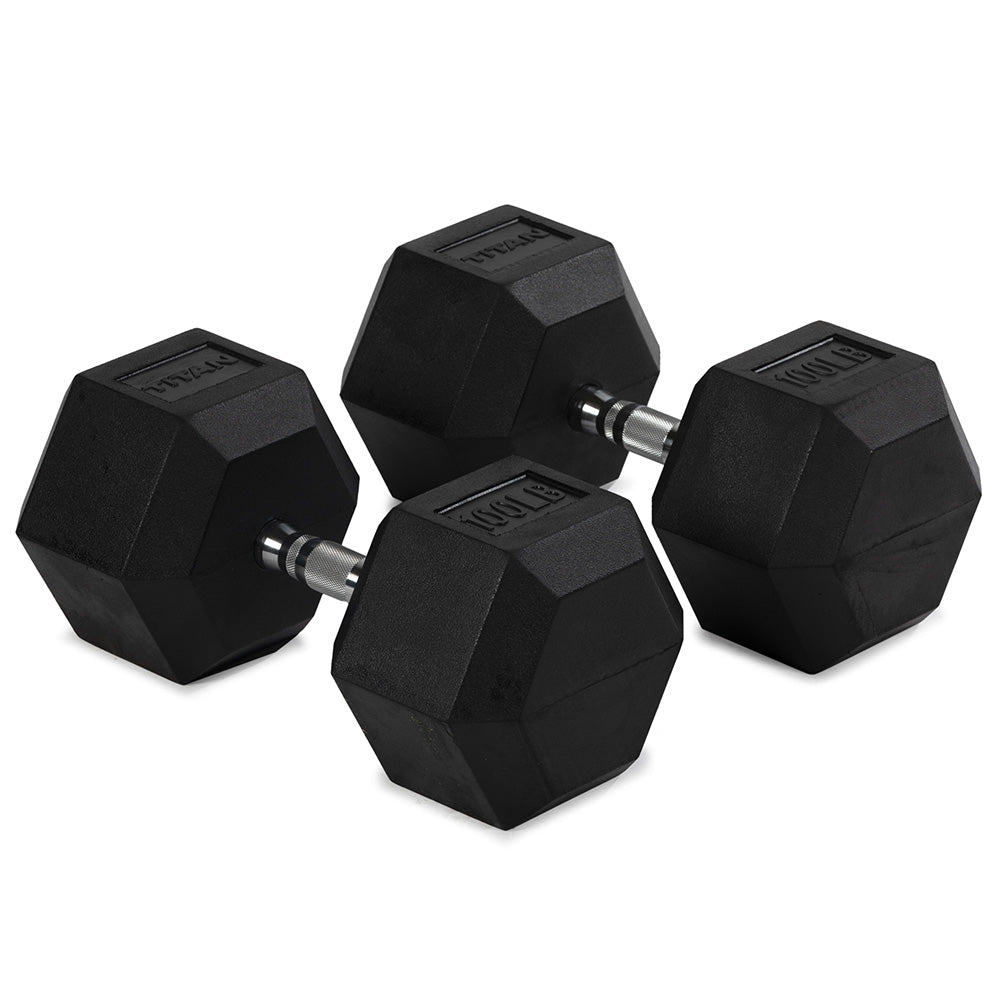 100 LB Rubber Hex Dumbbells - view 1