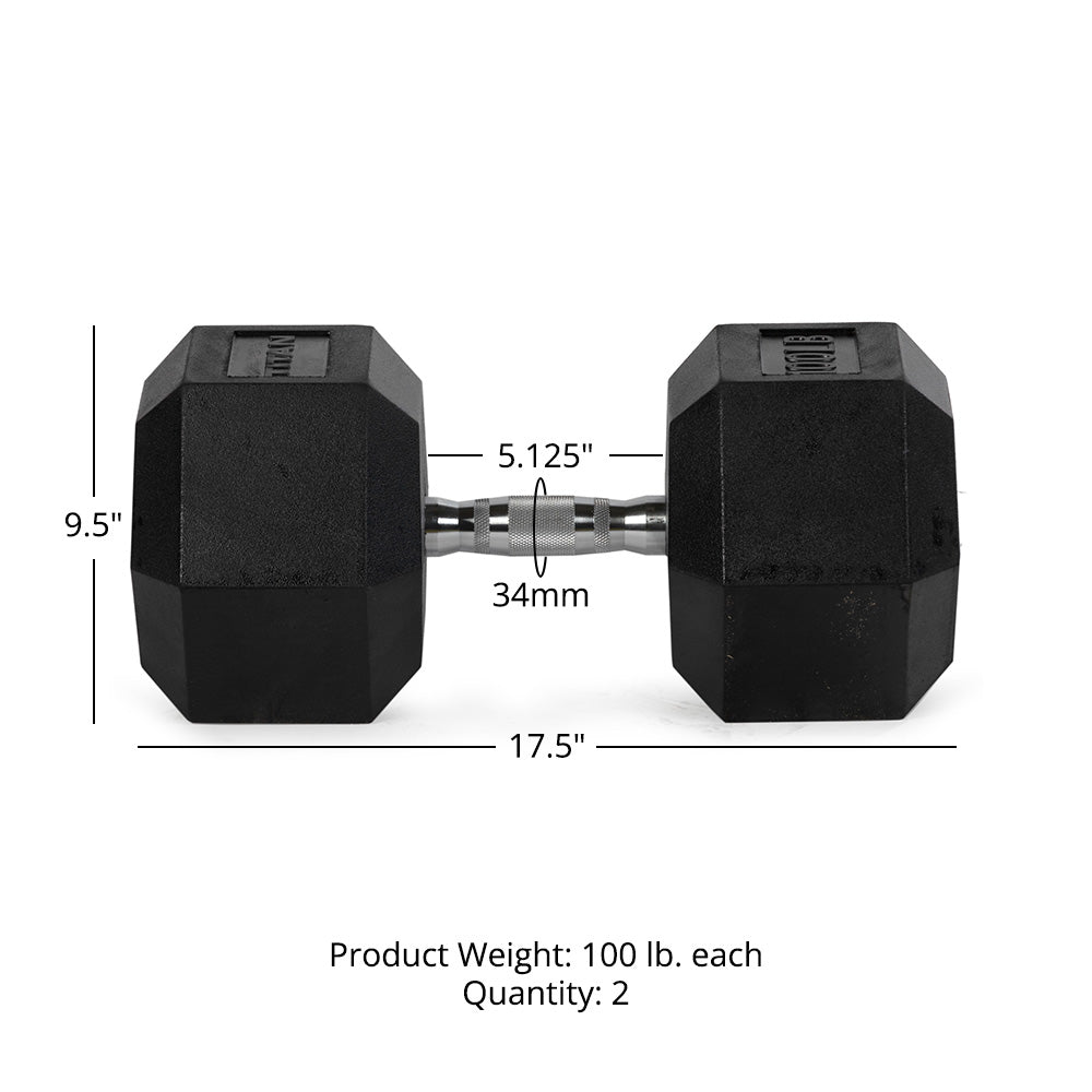 100 LB Rubber Hex Dumbbells - view 7
