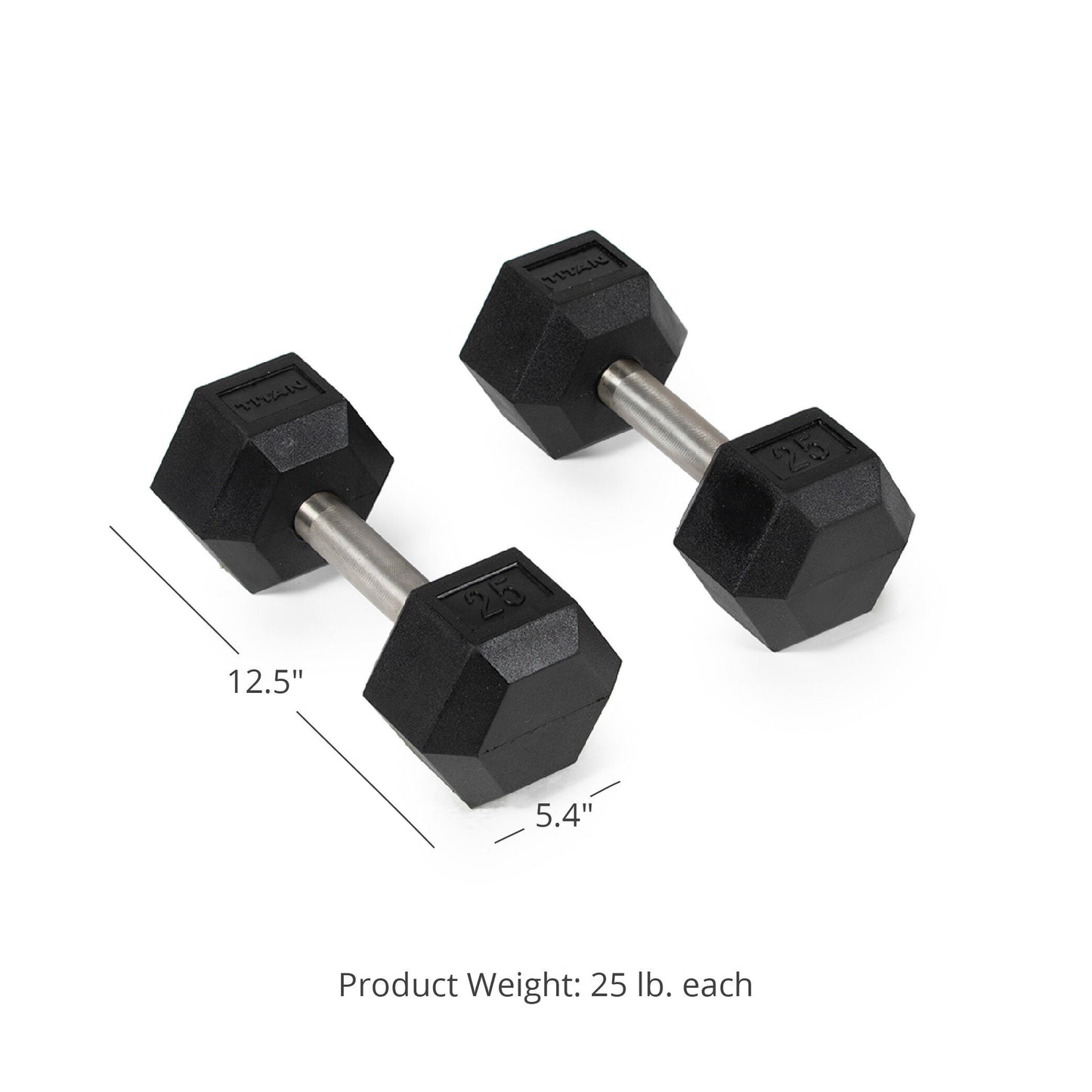 Scratch and Dent - 25 LB Straight Stainless Steel Hex Dumbbells - FINAL SALE - view 2