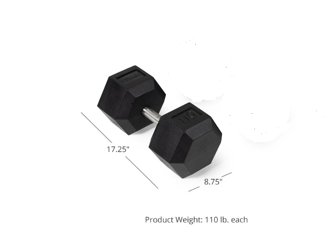 Scratch and Dent - Single 110 LB Straight Stainless Steel Hex Dumbbell - FINAL SALE - view 1