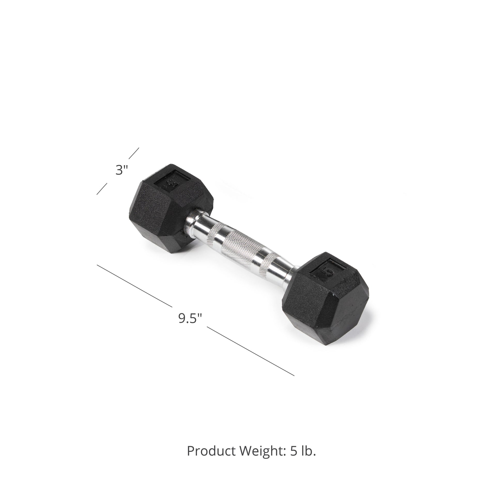 SCRATCH AND DENT - 5 LB Rubber Hex Dumbbells - FINAL SALE