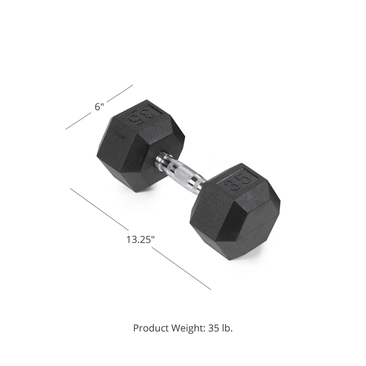Scratch and Dent - Single 35 lb Black Rubber Coated Hex Dumbbell - FINAL SALE - view 1
