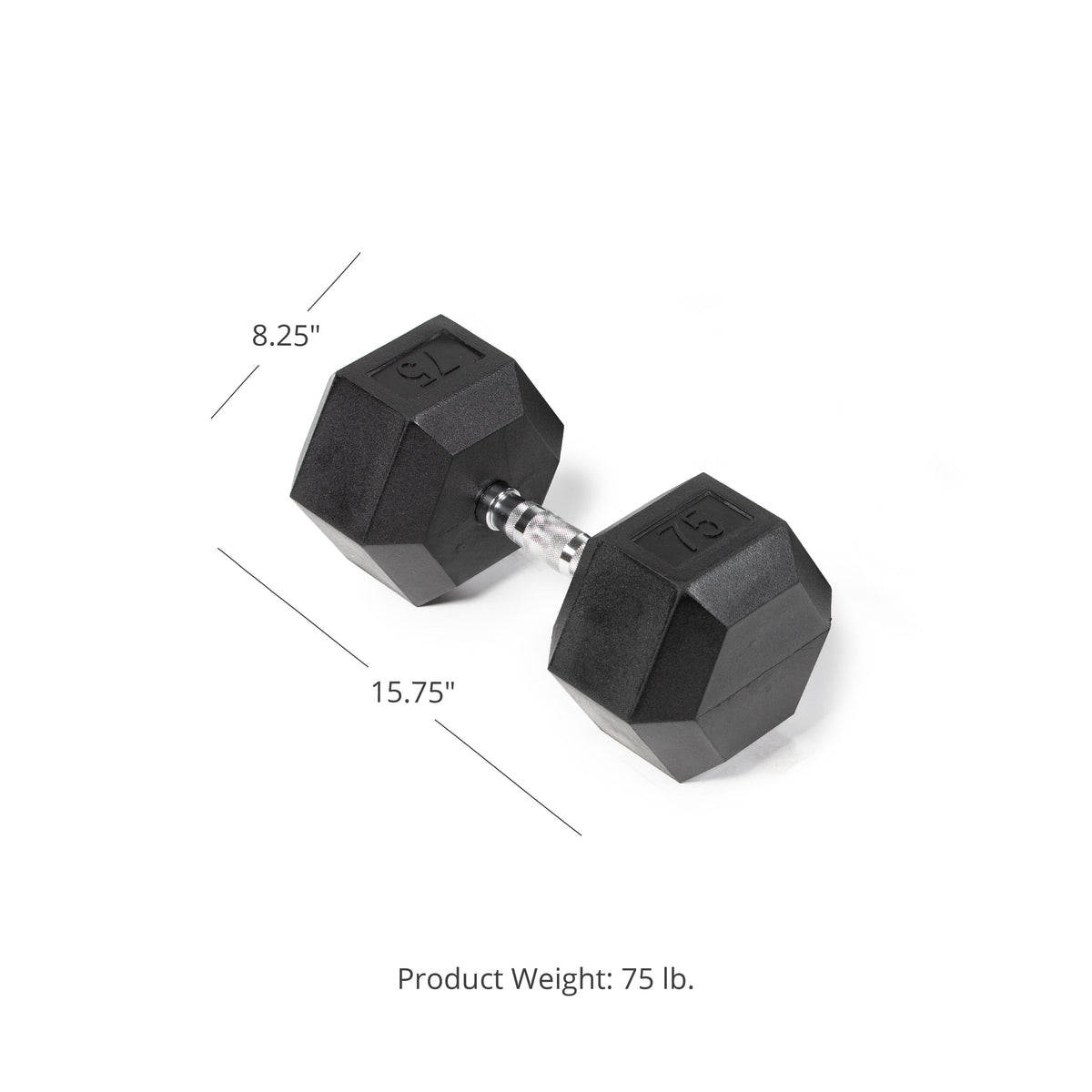 SCRATCH AND DENT - 75 LB Rubber Hex Dumbbell - Single - FINAL SALE - view 1