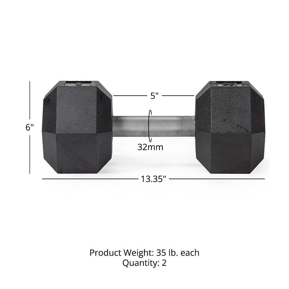 35 LB Straight Stainless Steel Hex Dumbbells - view 6