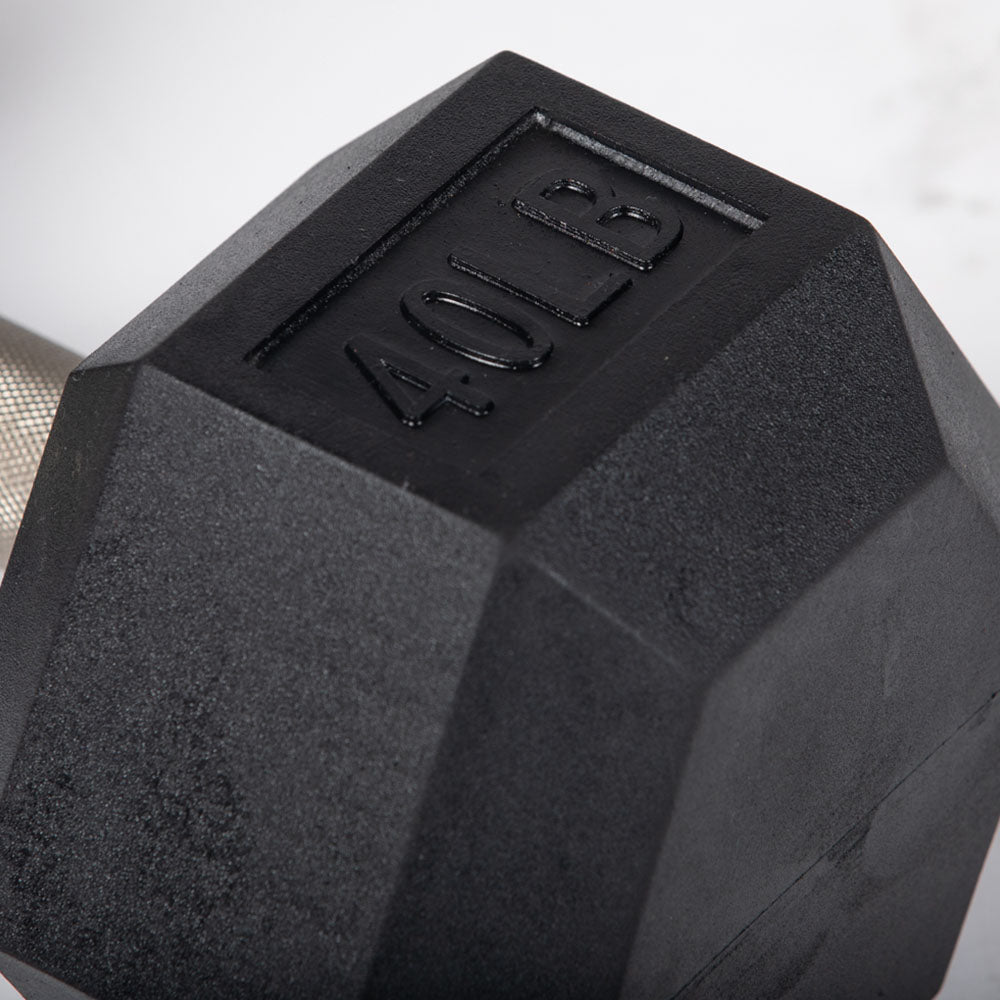40 LB Straight Stainless Steel Hex Dumbbells - view 3