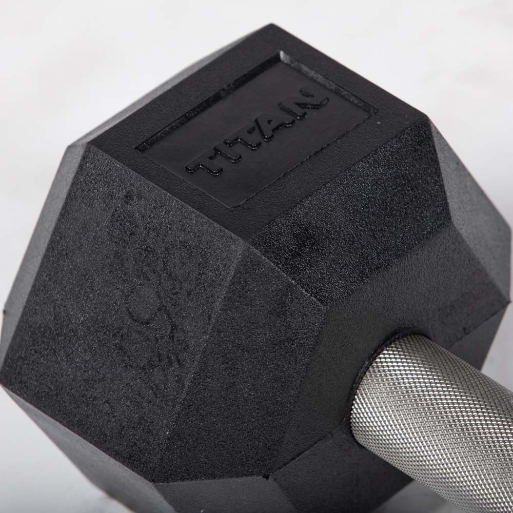 40 LB Straight Stainless Steel Hex Dumbbells - view 4