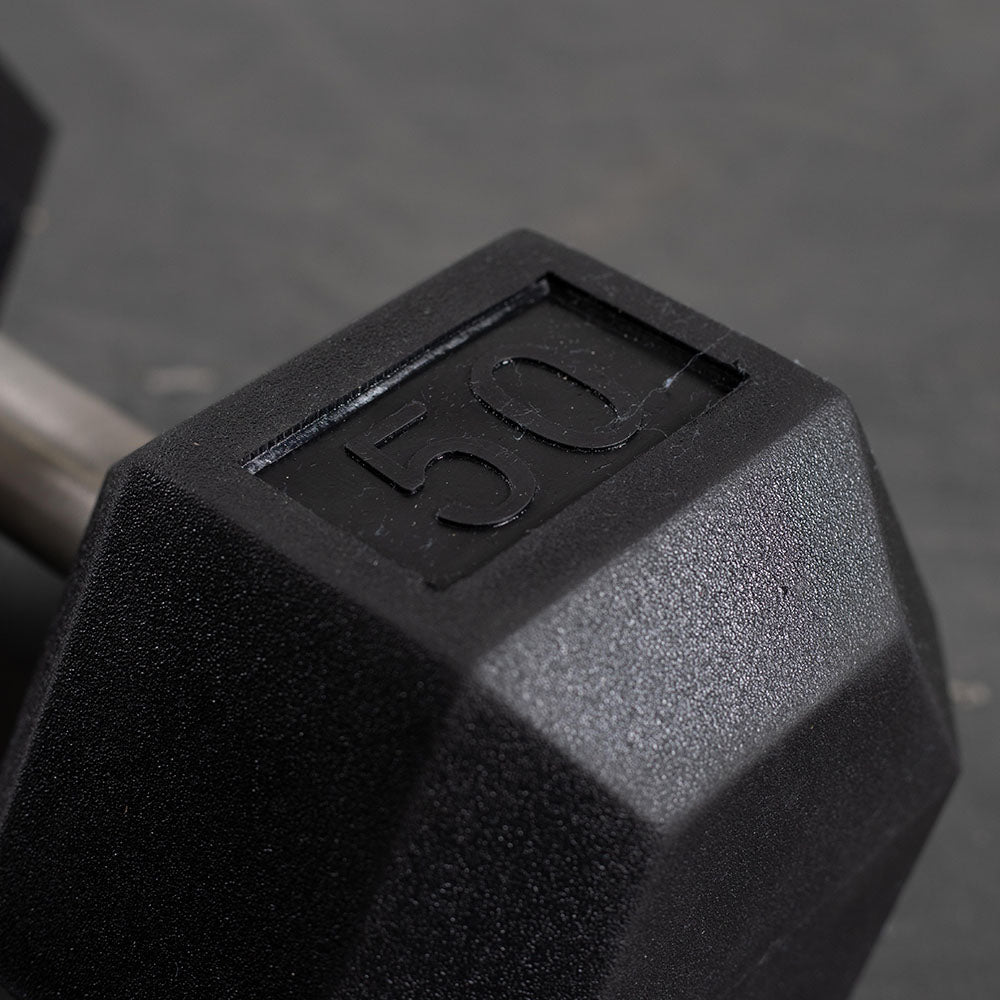 50 LB Straight Stainless Steel Hex Dumbbells