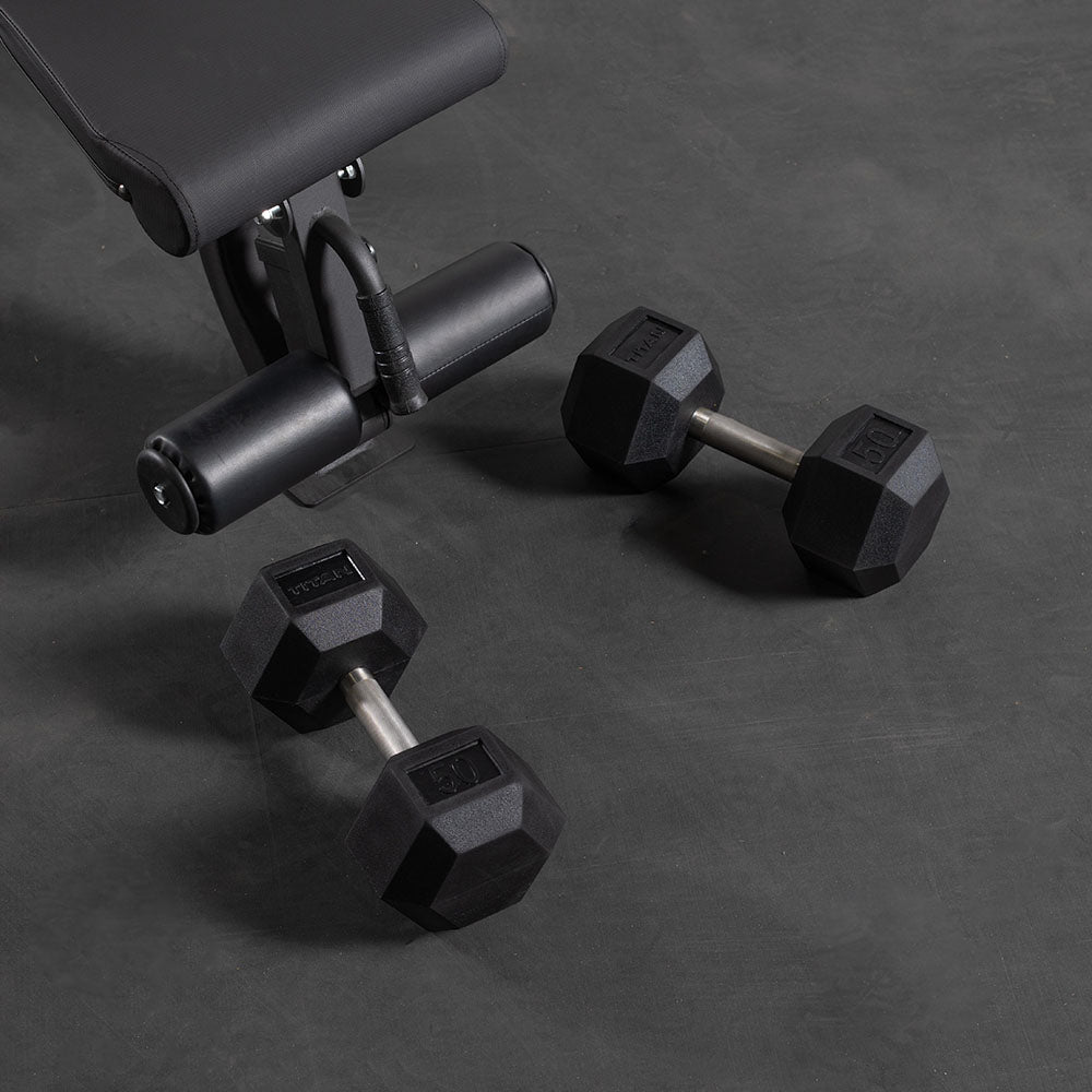 55 LB Straight Stainless Steel Hex Dumbbells - view 2