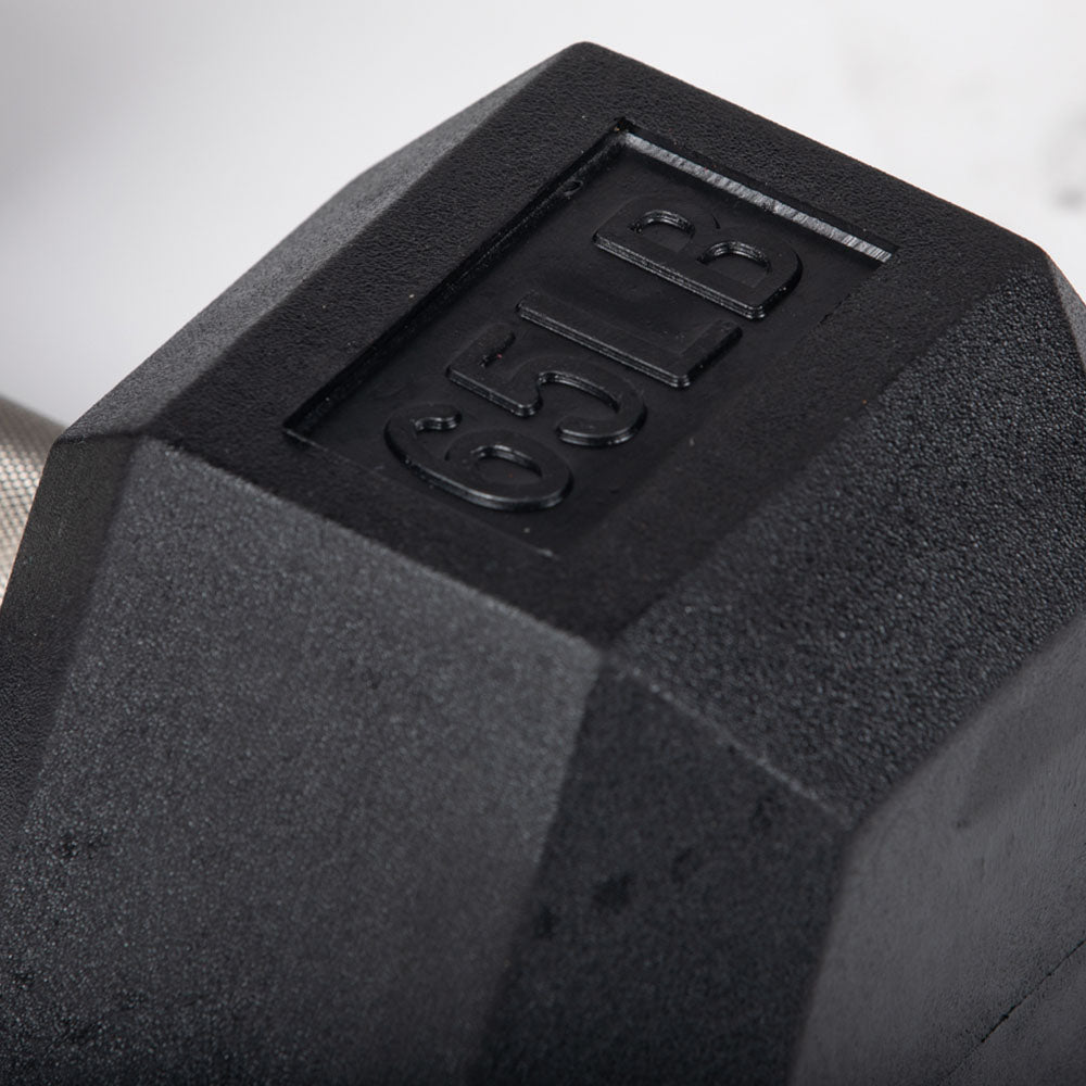 65 LB Straight Stainless Steel Hex Dumbbells - view 3