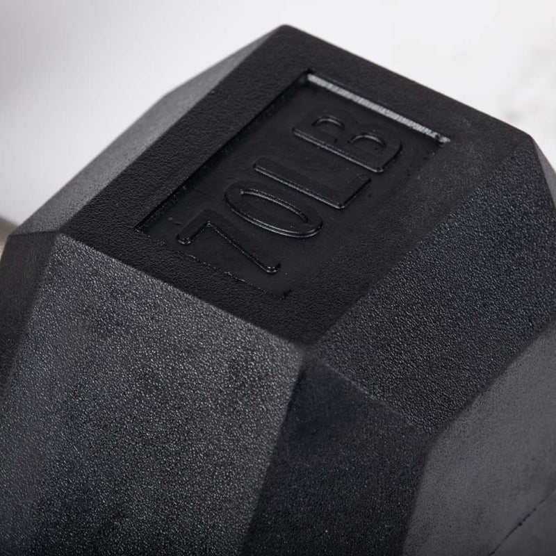 70 LB Straight Stainless Steel Hex Dumbbells