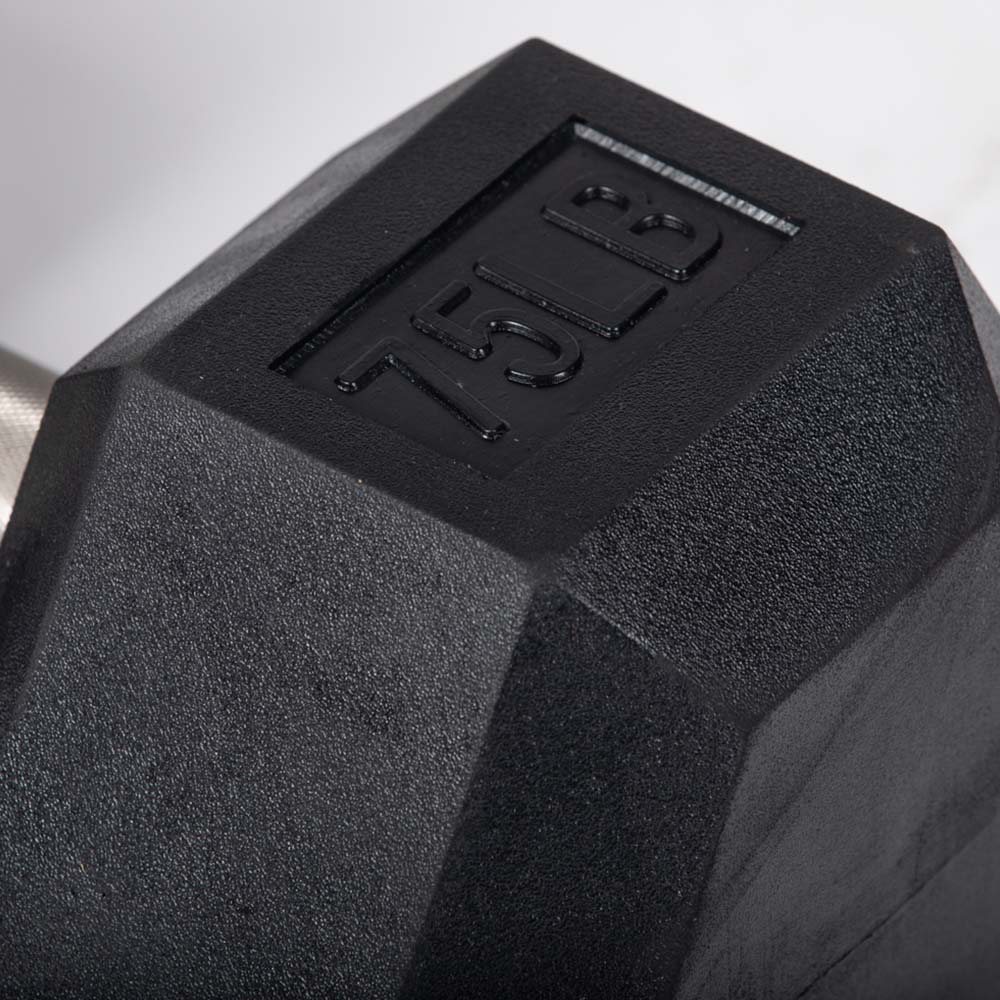 75 LB Straight Stainless Steel Hex Dumbbells