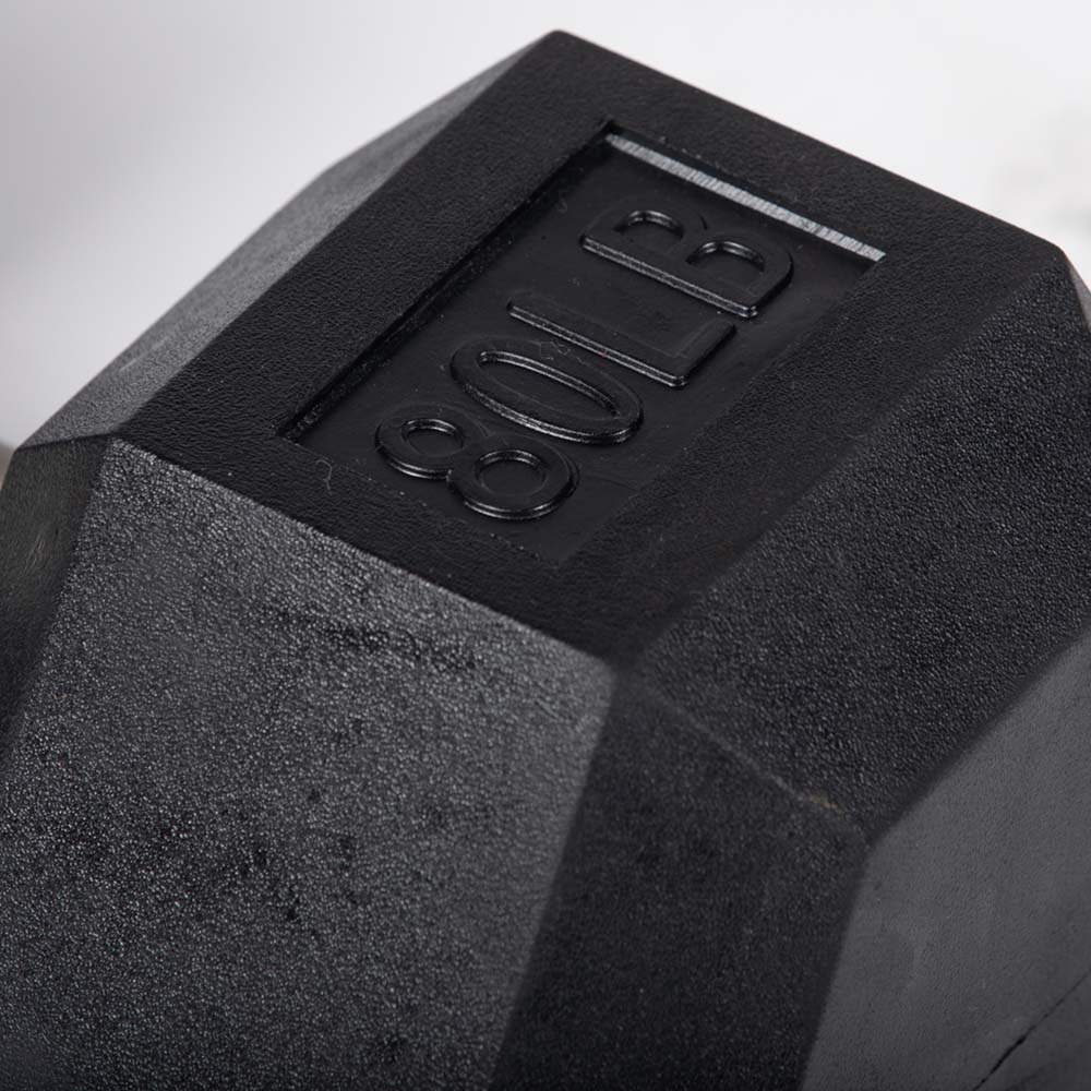 80 LB Straight Stainless Steel Hex Dumbbells - view 3