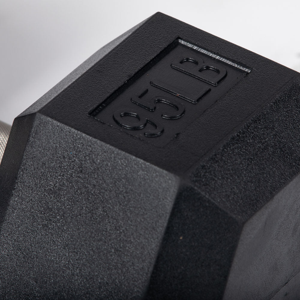 95 LB Straight Stainless Steel Hex Dumbbells - view 3