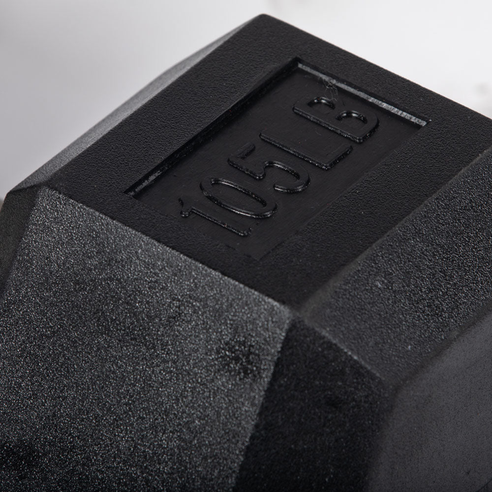 105 LB Straight Stainless Steel Hex Dumbbells - view 3